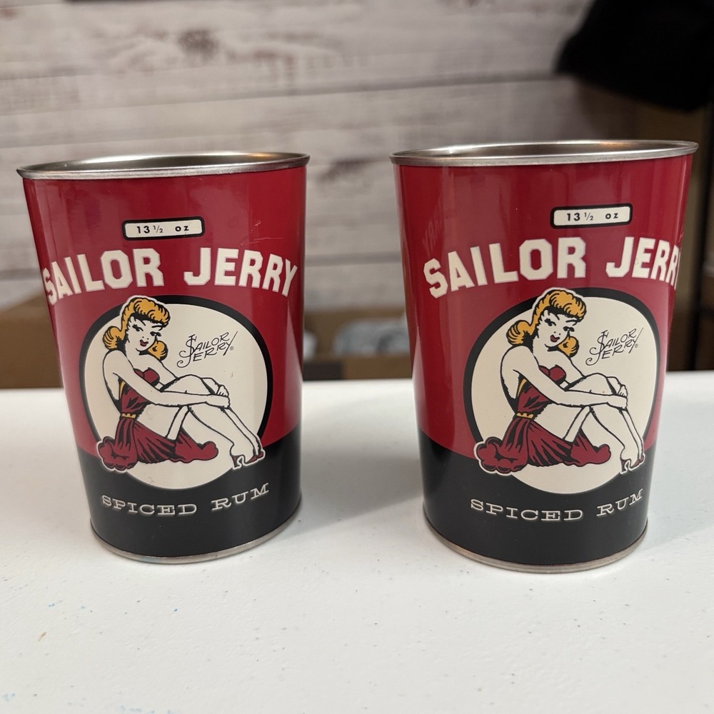 2017 Sailor Jerry Spiced Rum 13.5 oz Metal Tin Cups Set of 2